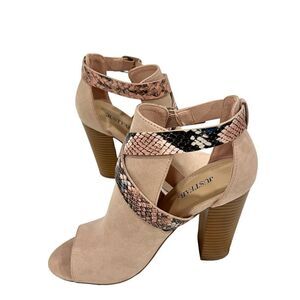 JustFab Rozlia open toe wrap around snake strap booties size 8